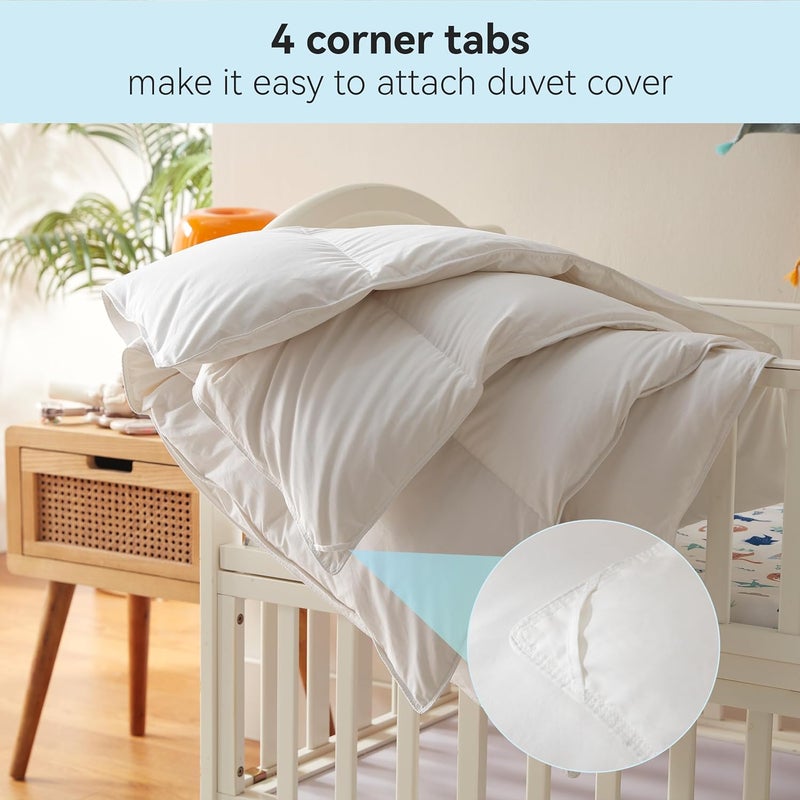 Three Geese Lightweight Toddler Comforter, All Season Down Blanket for Kids, 45x60 Inch White Duvet Insert with Soft Cotton Blend Fabric - Image 4